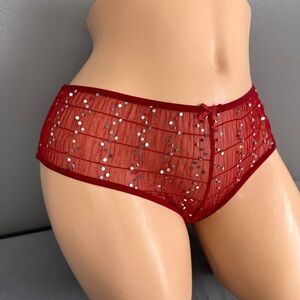 Vintage Personal Identity Y2K Sears Red Sheer Mesh Sequin Panties Juniors XL